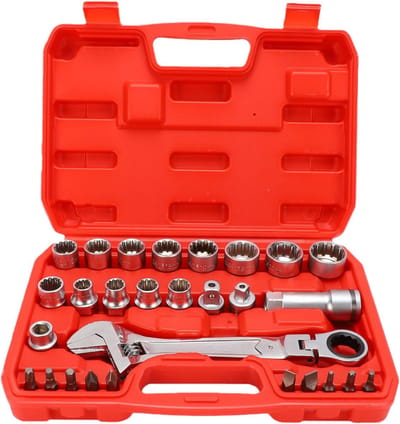 Doorsteekdoppenset 28 Delig - Rateldoppen Set - Moeren Losdraaien - Doorsteek Ontwerp - 3/8 1/2 Inch