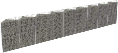Schanskorf Muur - Gabionwand Tuinhek - Tuin Decoratie - Verhoogd Plantenbed - 42x30x100 cm - Zilver