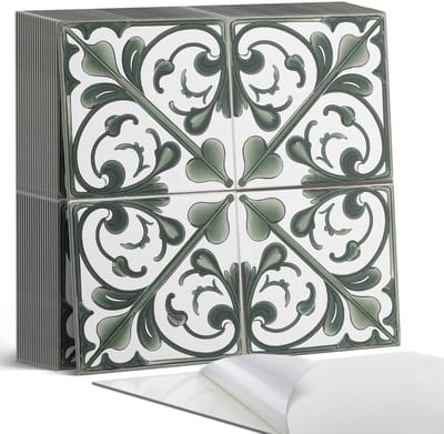 Coloray Plaktegels - Plantenpatroon met ornamenten Zelfklevende Tegels - 20 cm x 20 cm - Groente Plaktegels - 20 stuks - Vierkant PVC Tegels - Plaktegels Badkamer - Plaktegels Vloer - Vinyl Tegels - Wandtegel Zelfklevend