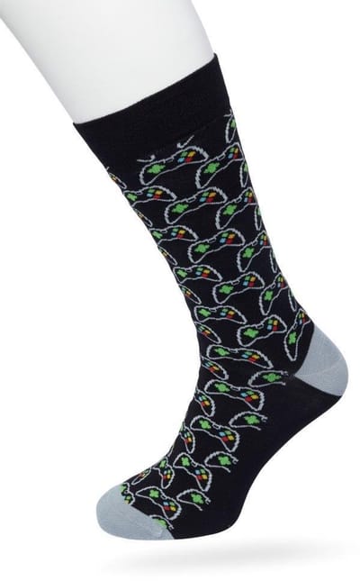 Bonnie Doon Heren Sokken met Game Print maat 40/46 Zwart - Thema Sokken - Game Controller - Cadeau Sokken - Word je Happy en vrolijk van - Zacht Katoen met Gladde Teennaad - Comfortabel - Perfect Cadeau - Black - BT992127.101