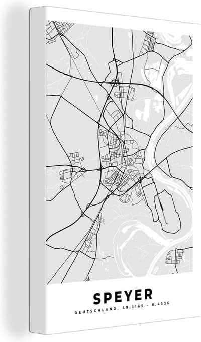 Canvas Schilderij Stadskaart - Duitsland - Kaart - Speyer - Plattegrond - 20x30 cm - Wanddecoratie