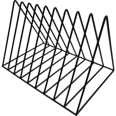 Support pour Disques Vinyles 9 Fentes Rack de Rangement en Métal Organisateur de Rangement pour Albums Vinyles Magazine Livre Album CD Présentoir Triangle noir