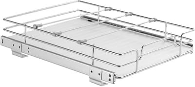 SnelShoppen - Uittrekbare Kast Organizer 12" x 17" - Heavy Duty Slide Out Pantry Planken - Verchroomd Staal - Ideaal voor Keuken, Badkamer en Onder Wa