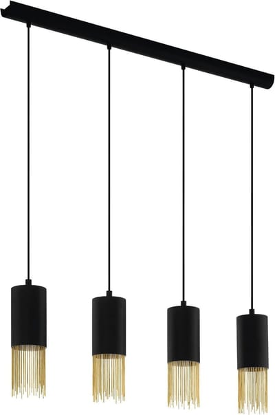 COUNUZULUS hanglamp, modern design, zwarte en messingkleurige stalen behuizing, E27 fitting, 220-240V, ideaal voor woonkamer en eetkamer, IP20
