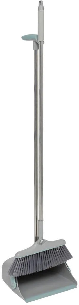 5Five Stoffer en blik set - met lange steel - grijs - 110 cm - Maria setje - Schoonmaken - Vegen - Ergonomisch design