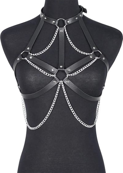 WiseGoods Premium Sexy Body Chain - SM Sex Accessoires - Sex Toys - Lingerie - Erotisch - Erotiek Riemen - Cadeau - Zwart / Zilver