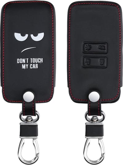 kwmobile autosleutelhoes geschikt voor Renault 4-knops Smartkey autosleutel (alleen Keyless Go) - Hoesje van imitatieleer in wit / zwart - Don't Touch My Car design