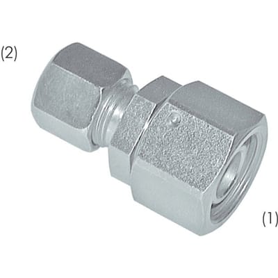 8L & 12L Verzinkt Stalen Rechte Snijringkoppeling Draaidoorvoer 315bar NBR O-ring en Afdichtconus ISO 8434-1 [2 Stuks]