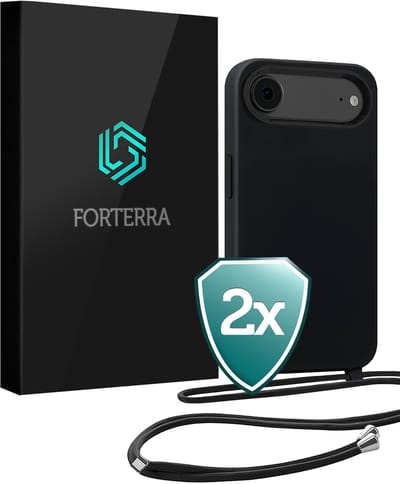 Hoesje Geschikt voor iPhone Air Case Siliconen Hoes Met Koord - Hoes Geschikt voor iPhone Air Met Telefoonkoord Hoesje Backcover - Zwart - 2 PACK