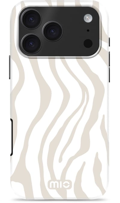 Mio by Mobilize Hoesje geschikt voor Apple iPhone 17 Pro MagSafe Telefoonhoesje Hardcase | Mio by Mobilize Backcover | Geschikt voor MagSafe | Geschikt voor Draadloos Opladen met Magnetische Ring | Geschikt voor MagSafe Case - Sandy Zebra | Wit