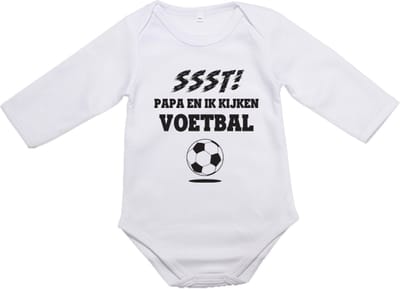 Hospitrix Baby Rompertje met Tekst "SSST! Papa en ik kijken Voetbal" | 0-3 maanden | Korte Mouw | Cadeau voor Papa | Aanstaande Vader | Vaderdag | EK voetbal 2024