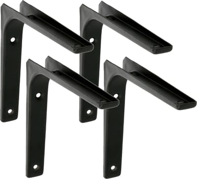 AMIG Plankdrager/planksteun van metaal - 4x - gelakt zwart - H125 x B125 mm - boekenplank steunen