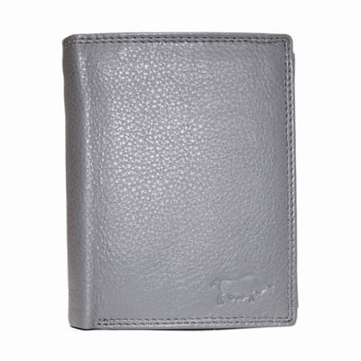 Grijze Euro Portemonnee Leer - Compact Leren Portemonnee Grijs