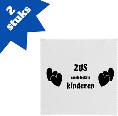 Akyol - zus van de leukste kinderen brillendoekjes - Zus - de leukste zus - verjaardag - cadeautje voor zus - kado - geschenk - 17,8 bij 17,8 cm - 2 stuks