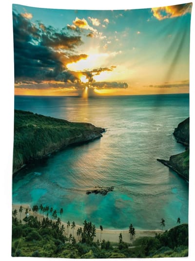 ABAKUHAUS Hanauma Bay Tafelkleed – 140x170 cm – Satijn, Wasbaar, Binnen/Buiten – Turkoois