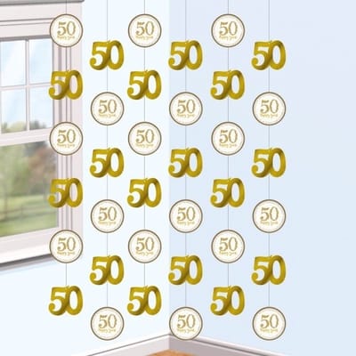 Hangdecoratie slingers - jubileum - 50 jaar - goud - feestdecoratie - feestartikelen