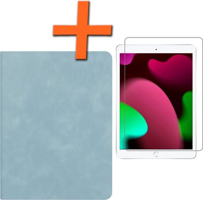 Hoesje - Geschikt voor Apple iPad 8 (2020) - 10.2 inch - 8e Generatie - Met Screenprotector - Luxe Bookcase - Hard Cover Case - Met Uitsparing Geschikt voor Apple Pencil - Hardcover Book Tablet Hoes - Lichtblauw