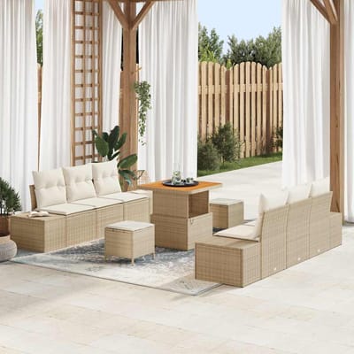 vidaXL - Tuinbank - Set - 9 - st - 8-Aantal - zitplaatsen - Beige - Poly - rattan