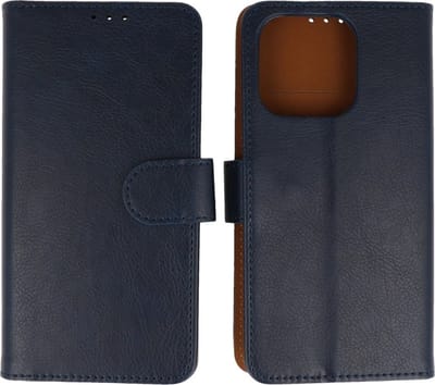 Zakelijke Book Case Telefoonhoesje - Portemonnee Hoesje - Geschikt voor de iPhone 16 Pro - Navy