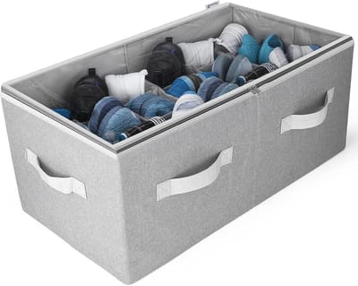 Schoenorganizer met Doorzichtige Hoes en Verstelbare Verdelers - Ruimtebesparende Opbergoplossing voor Kleding, Dekens en Schoenen (Large - 24 Paar)