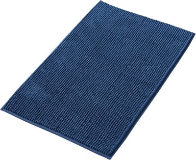 Famanu - Badmat Anti-Slip av soft Chenille | Super absorberend en machinewasbaar | Te combineren als badmat set | Voor de badkamer, douche, bad of als WC mat | Blauw – 40x60 cm