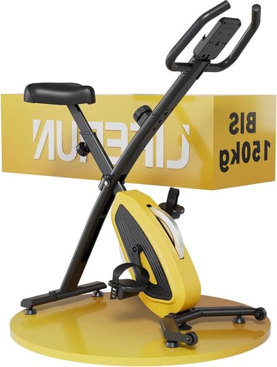 Hometrainer Inklapbaar - Fitnessfiets Indoor - Thuis Conditie Opbouwen - 16 Weerstandsniveaus - Tot 150 kg - Zwart Geel
