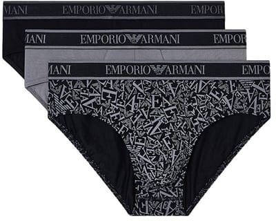 Armani Heren Slips – 3-pack met Logo zwart - grijs