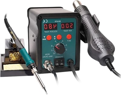 Soldeerstation - Heteluchtstation Reworkstation - Elektronica Reparatie - Dubbel Digitaal Display - 760W - Zwart