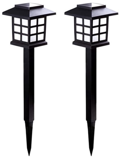 Set van 2 solar tuinlampen – solar tuinverlichting - zonnelamp – Verlichtingsarmaturen – 38,5 x 9,5 x 9 cm – Zwart