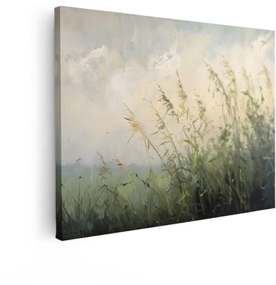 Artaza Canvas Schilderij Landschap - 120x90 cm - Wanddecoratie Natuur - Muurdecoratie Landelijk - Decoratie Impressionistisch Ochtendlicht