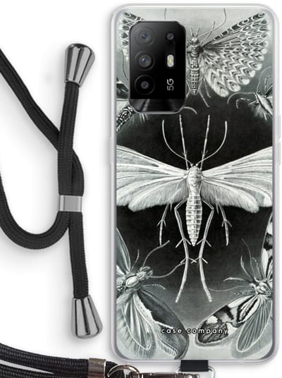 Case Company® - Hoesje met koord geschikt voor Oppo A94 5G hoesje met Koord - Haeckel Tineida - Telefoonhoesje met Zwart Koord - Bescherming aan alle Kanten en Over de Schermrand