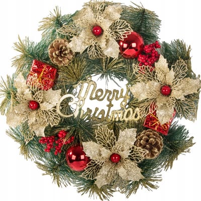 Hangzhou A Link Star Technology Co. Limited - Decoratieve Kerstkrans - 40cm - Gouden Details - Merry Christmas