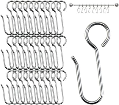 Cosensi- Gordijnhaken 60 Stuks - Metalen Gordijnhaken - Belastbaar - Gordijnringen - Douchegordijn - Elegant Design - Robuust Materiaal