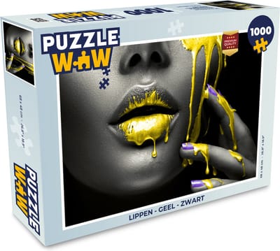 Puzzel Lippen - Geel - Zwart - Legpuzzel - Puzzel 1000 stukjes volwassenen