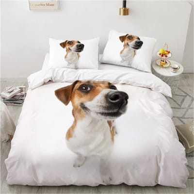 Honden Dekbedovertrek Set Dubbel Queen King Size Beddengoed Set Zwart en Wit Rand Herder Zacht Comfortabel 23 stuks Eenpersoons Dekbedovertrek EU Single 135x200cm