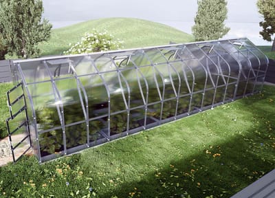 KLASIKA Standaard Tuinkas - 2,5 m x 10 m - 4mm Dikte - Kweekkas - Polycarbonaat afdekking - 5 Automatisch openende daken