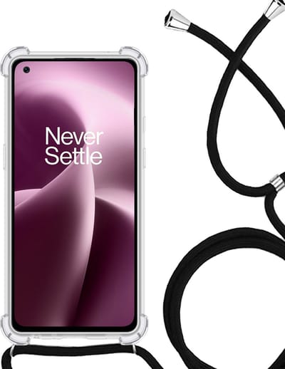 Hoesje - Geschikt voor OnePlus Nord 2T - Met Koord - Shock Proof - Siliconen Case - Back Cover - Telefoonkoord - Telefoon Hoes Shockproof - Telefoonketting - Telefoonhoesjes - Transparant