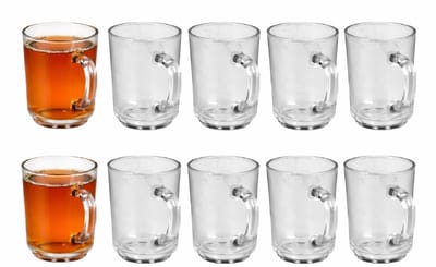 Thee glazen 230 ml – Set van 10 stuks – Theeglazen met oor – Glazen theemokken voor thee, koffie en warme dranken – Geschikt als koffiekopjes