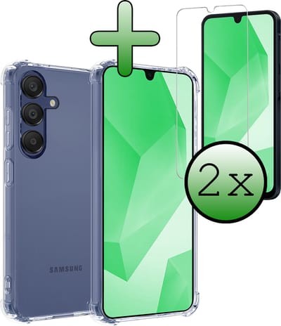 Hoesje Met Screenprotector - 2 Stuks - Geschikt voor Samsung Galaxy A16 - Sterk & Shockproof - Siliconen Case - Back Cover - Telefoon Hoes - Shock Proof - Transparant