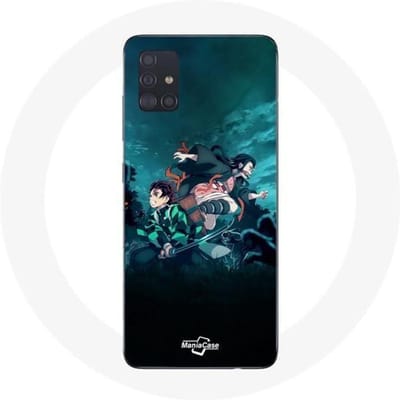 Coque maniacase pour Samsung Galaxy A51 Demon Slayer Manga Tanjiro et Nezuko zwart
