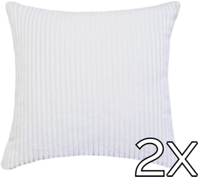 Kussenhoes Zachte Ribstof (2 stuks) - Wit - 45x45 cm - Gestreept Corduroy Kussenhoes - Ribfluweel Kussen - Sierkussen Zonder Vulling - Bankkussen / Zetelkussen / Decoratiekussen - Vele diverse kleuren