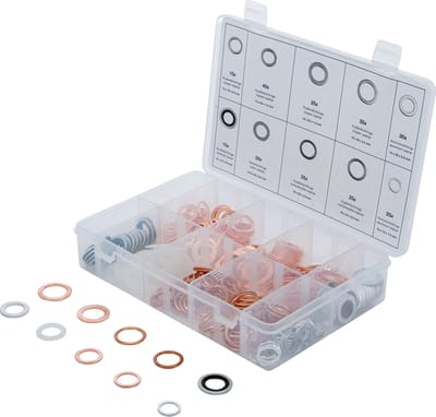 Assortiment de joints d’étanchéité | cuivre, aluminium, nylon | 250 pièces