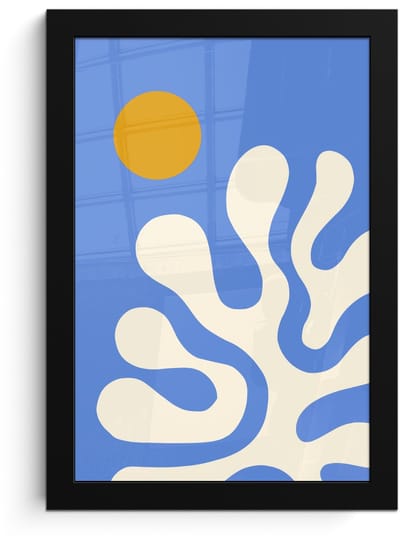 Poster in lijst - Fotolijst 20x30 cm - Posters - Minimalistisch - Organisch patroon - Blauw - Posterlijst zwart - Decoratie - Wanddecoratie woonkamer - Muurdecoratie slaapkamer