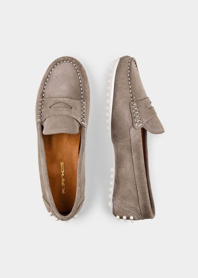 Elegante mocassins van echt leer - taupe - Gr. 36 van Goldner Fashion