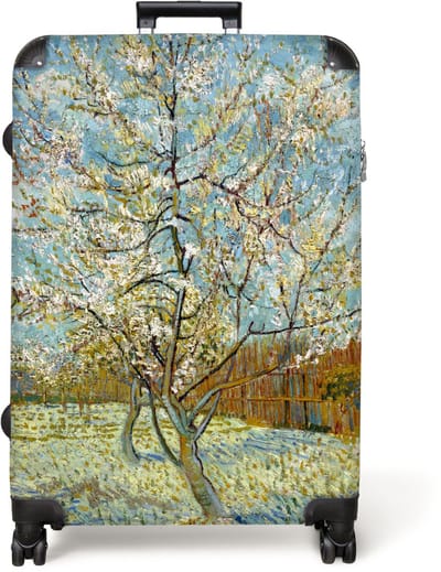 NoBoringSuitcases.com® - Koffer groot - Reiskoffer lichtgewicht - Bloeiende perzikboom - Vincent van Gogh - Rolkoffer met 4 wielen - Grote trolley XL - 98 liter bagage