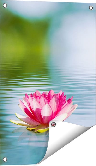 Gards Tuinposter Roze Lotusbloem op het Water - 40x60 cm - Tuindoek - Tuindecoratie - Wanddecoratie buiten - Tuinschilderij