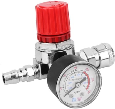 Dailygoods- Drukregelaar met Manometer - Drukregelaar Compressor - Zinklegering - Aansluitingen - Maximale Druk 0,8 mpa - Kaliber 10 mm - Luchtregelaar