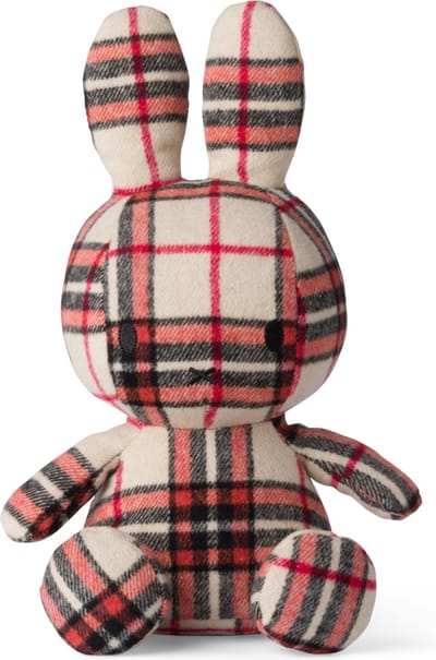 Bon Ton Toys Nijntje Knuffel - 33 cm - Kraamcadeau voor Jongens en Meisjes - Babyshower Cadeau - Ruit - Beige - Rood
