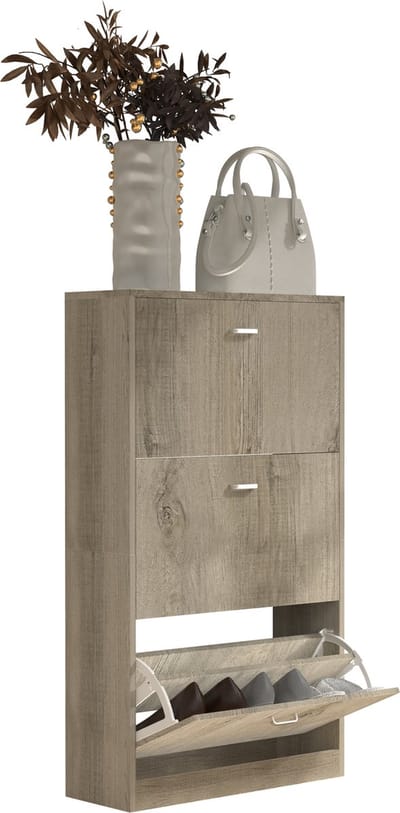 Houten plank Kipper schoenenrek Schoenenkast Schoenenkipper 3 kleppen Sipos L