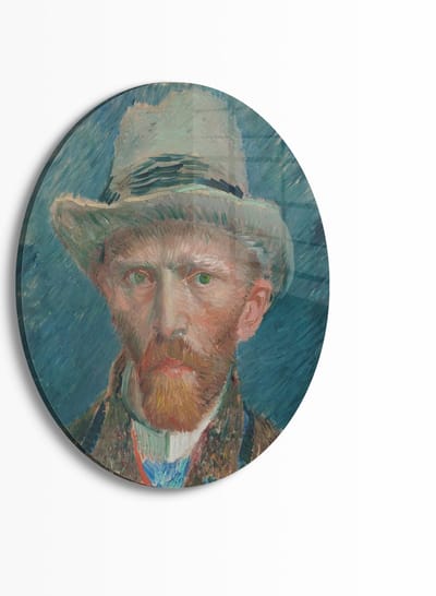 Indoorart - Muurcirkel Zelfportret Vincent van Gogh Plexiglas 30 cm - Wanddecoratie - Afbeelding op Plexiglas - Inclusief ophangplaat